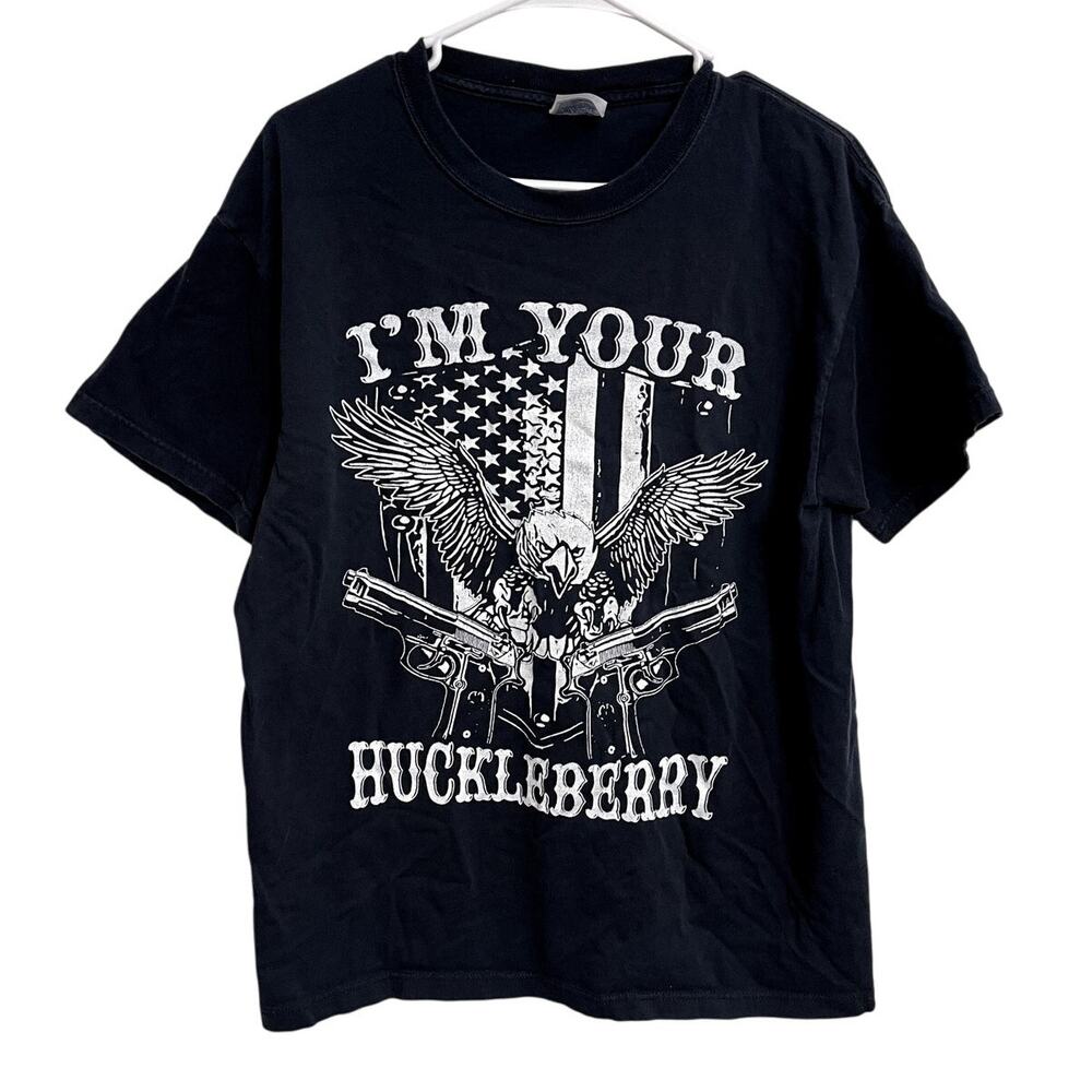 Y2K I'm Your‎ Huckleberry Tombstone Doc Holliday Cowboy Eagle Flag Shirt Size L